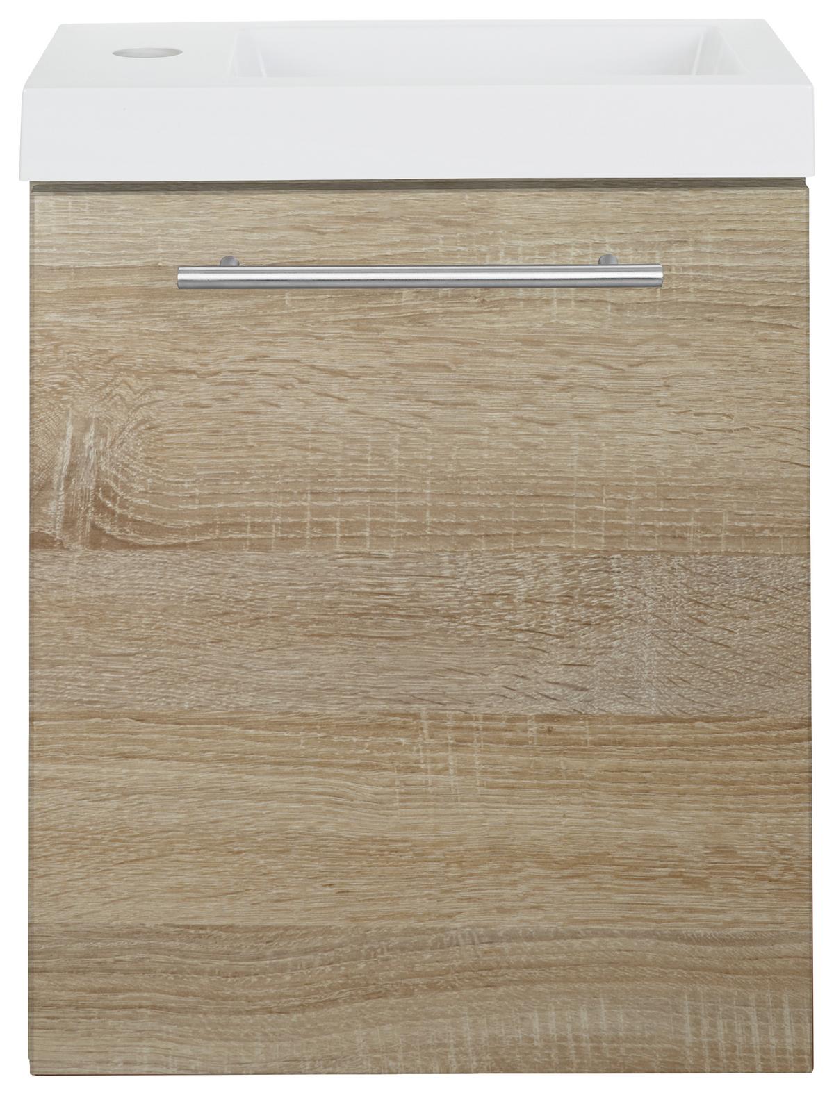 Waschbecken mit Unterschrank Fantasy B:. 40 cm Eiche Dekor - Eichefarben, MODERN, Holzwerkstoff/Stein (40/49/22cm)