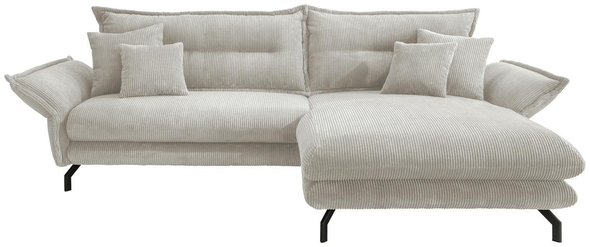 Ecksofa Lava Silberfarben S: 255/180 Cm - Silberfarben/Schwarz, MODERN, Textil (255/180cm) - Livetastic