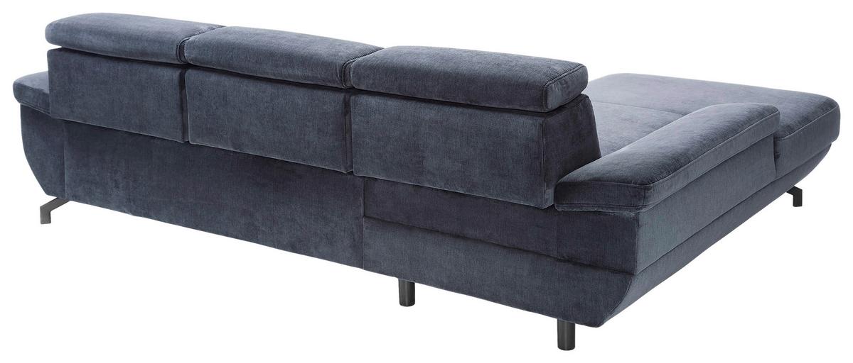 Ecksofa Rima - Silberfarben/Dunkelblau, MODERN, Textil (182/262cm) - Trendmanufaktur
