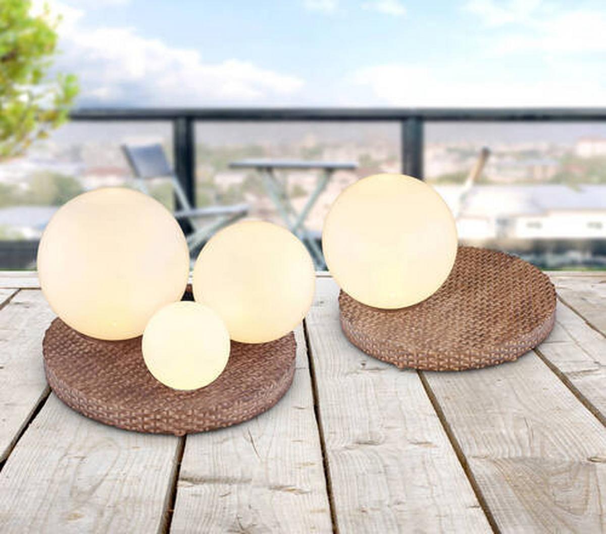 Solarleuchte 36851 - Braun/Weiß, Natur, Kunststoff (20/20/17cm) - Globo