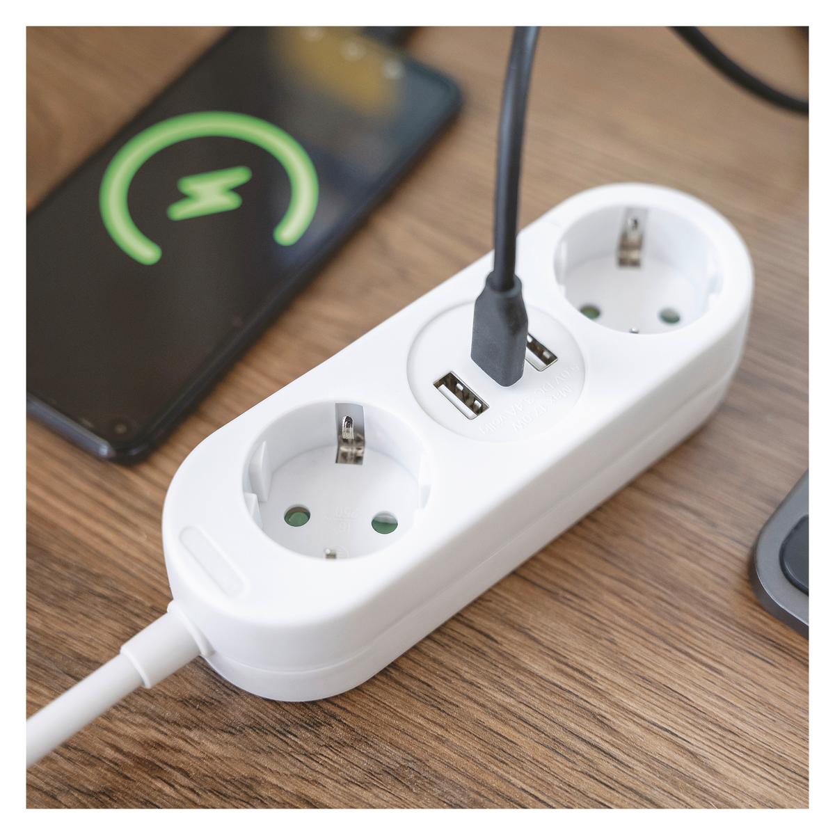 Hosszabbító Kábel P02214e - fehér, Basics, műanyag/fém (1,4cm)