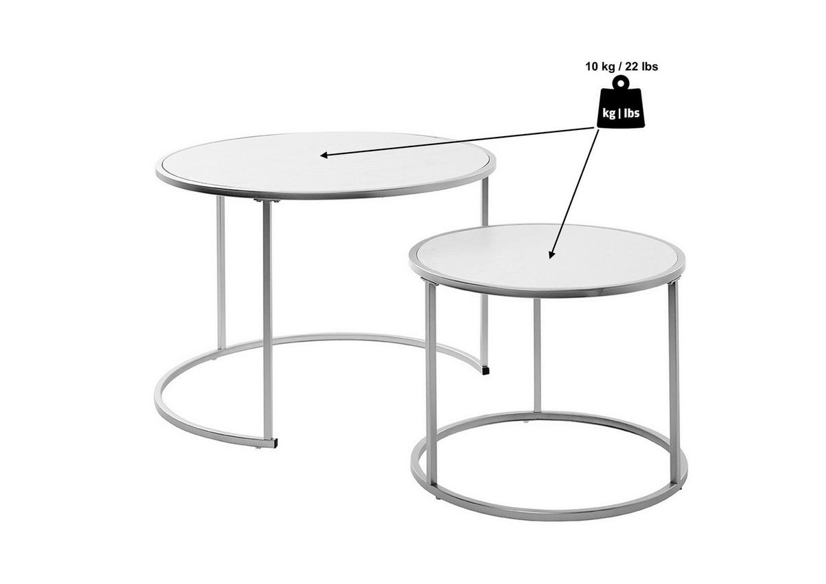 Beistelltisch 2-teilig Sol Coffee Set Weiß/goldfarben - Goldfarben/Weiß, KONVENTIONELL, Holzwerkstoff/Metall (73,4/73,4/50cm) - Livetastic
