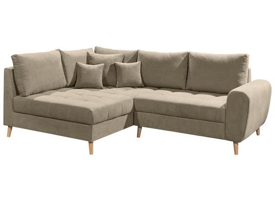 Ecksofa mit Holzfüßen + Kissen Alice, Webstoff - Sandfarben/Kieferfarben, KONVENTIONELL, Holzwerkstoff/Textil (175/249cm) - MID.YOU Ecksofa mit Holzfüßen + Kissen Alice, Webstoff - Sandfarben/Kieferfarben, KONVENTIONELL, Holzwerkstoff/Textil (175/249cm) - MID.YOU