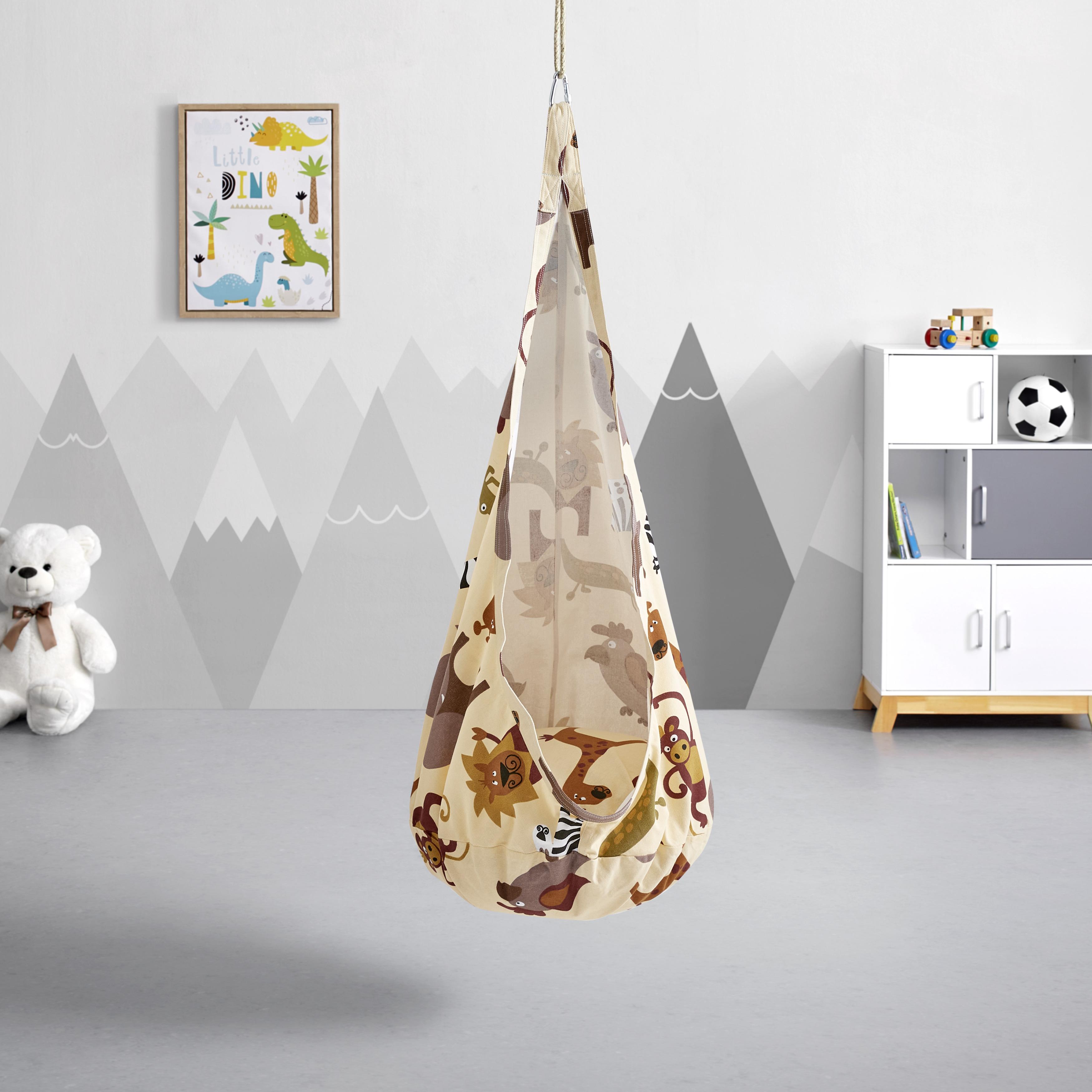 Síťová Houpačka Pooh Včetne Polštáře - hnědá/béžová, Moderní, textil - Bessagi Kids