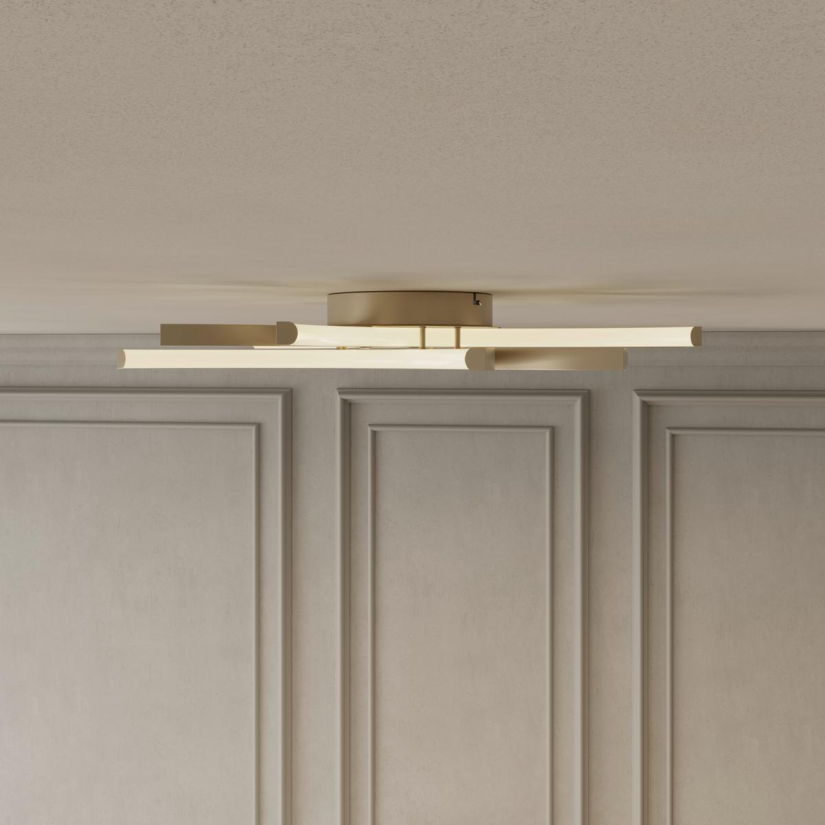 LED-DECKENLEUCHTE CYRUS - Champagner, Basics, Kunststoff/Metall (60/8,5cm) - Luca Bessoni