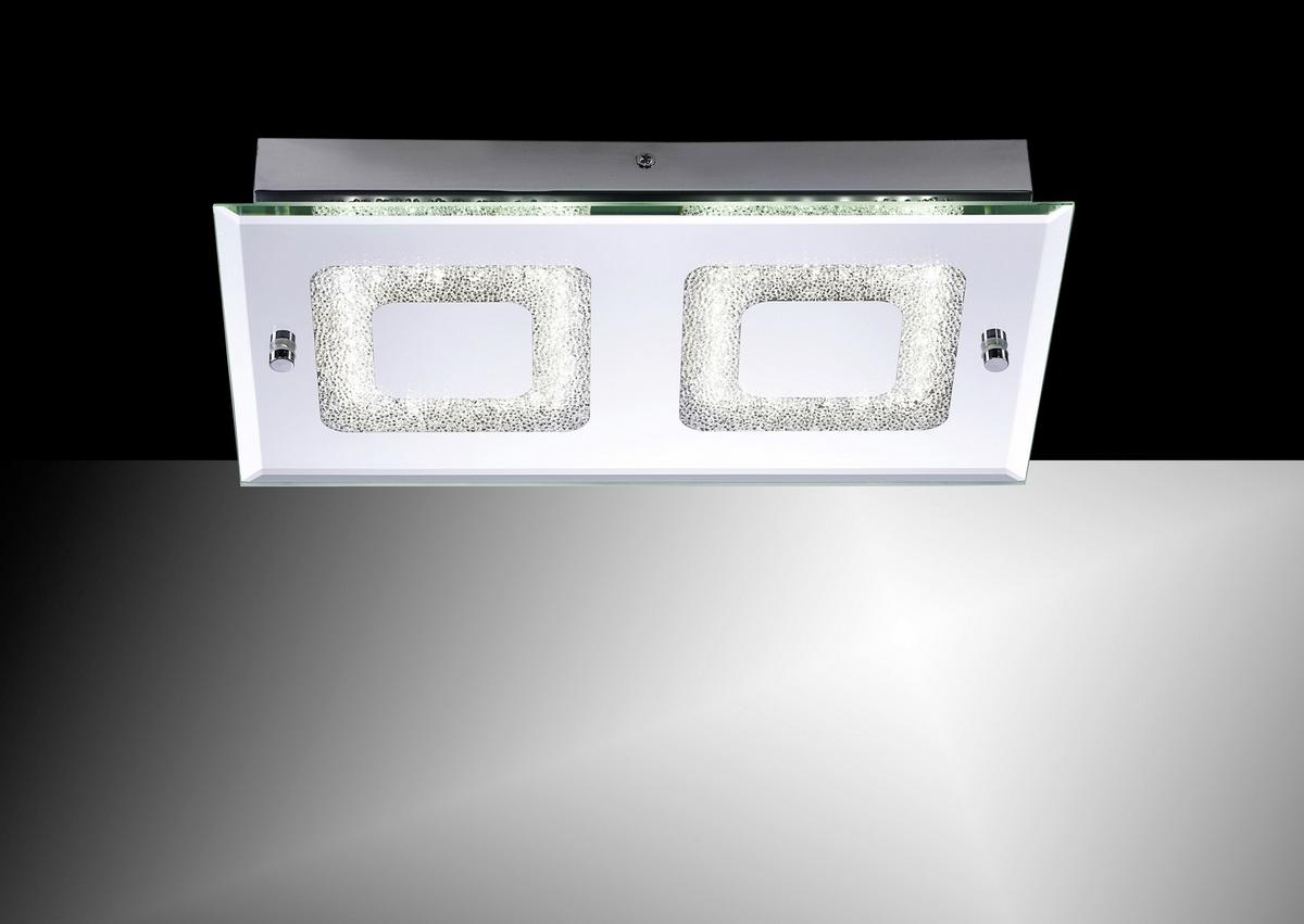 LED-Deckenleuchte Lisa L: 40 cm, Rechteckig - Chromfarben, KONVENTIONELL, Glas/Metall (40/7,5/24cm)