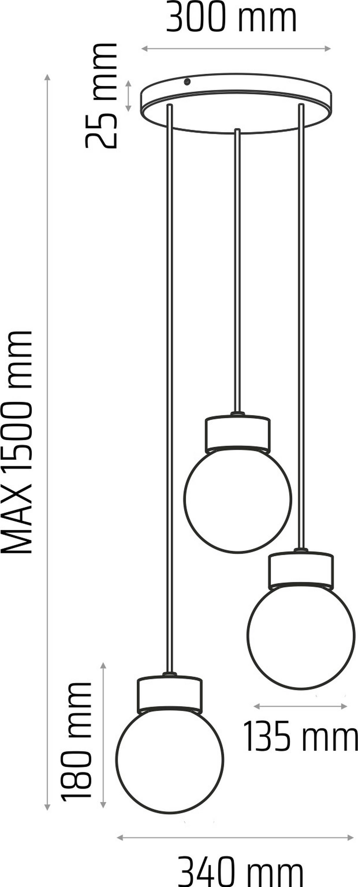 Hängeleuchte 8570536 B-Orb 3-Grau/ceiling - Weiß/Grau, Design, Glas/Holz (34/150cm)