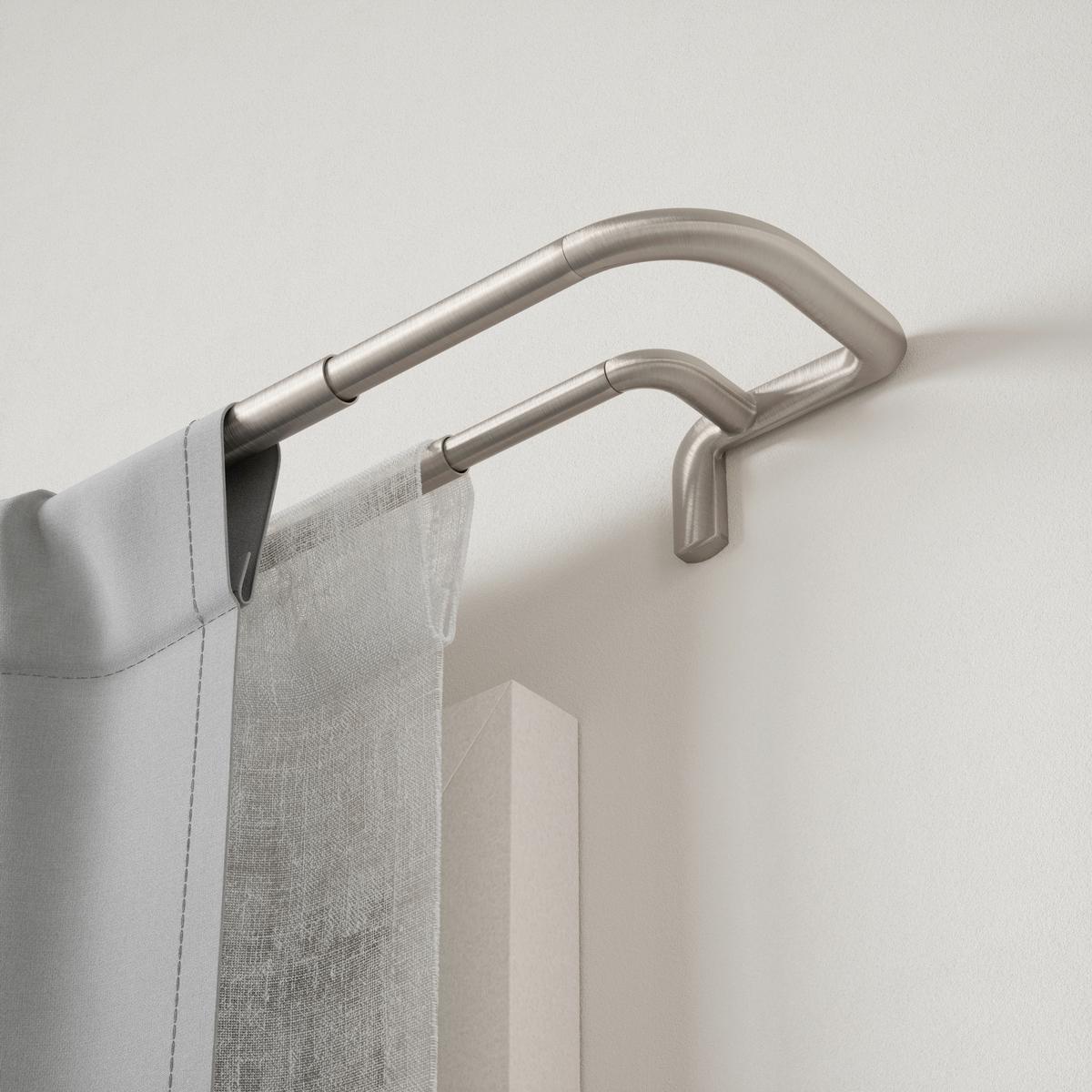 Vorhangstangenset Twilight Nickelfarben L: 76-213 cm - Nickelfarben, KONVENTIONELL, Kunststoff/Metall (76-213cm) - Umbra