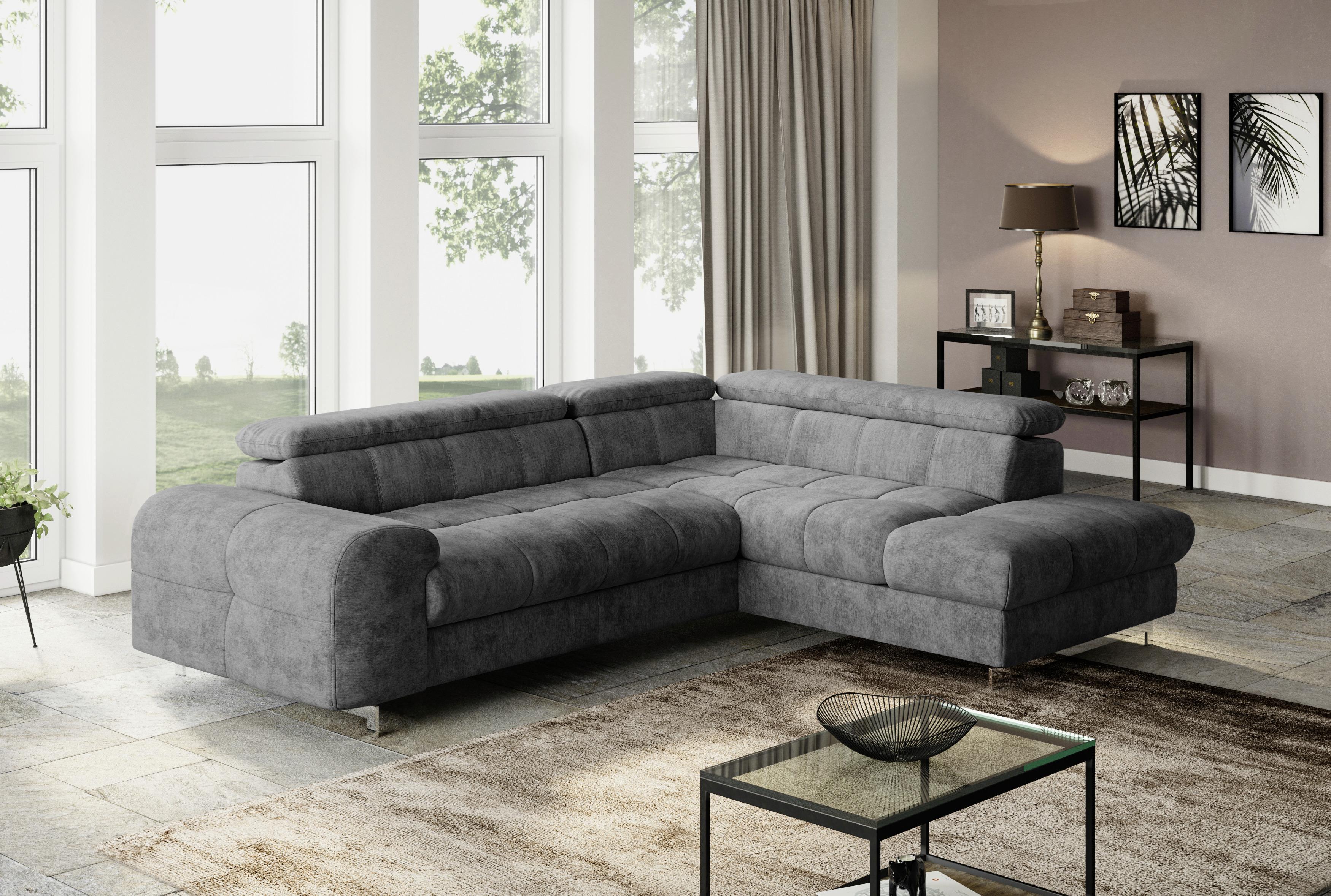 Ecksofa Mit Schlaffunktion Cloud + Dunkelgrau - Chromfarben/Dunkelgrau, KONVENTIONELL, Textil (206/257cm) - Livetastic