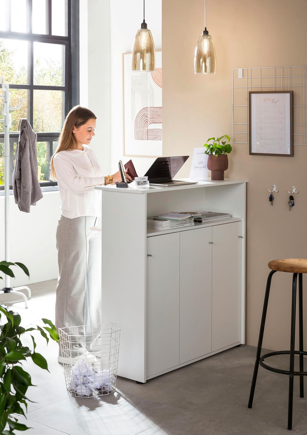 Bartisch Serie 400 - Weiß, MODERN, Holzwerkstoff (44/107/111cm) - MID.YOU