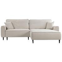 Ecksofa Mit Schlaffunktion & Bettkasten Blues Beige - Beige/Schwarz, Design, Textil (263/183cm) - MID.YOU