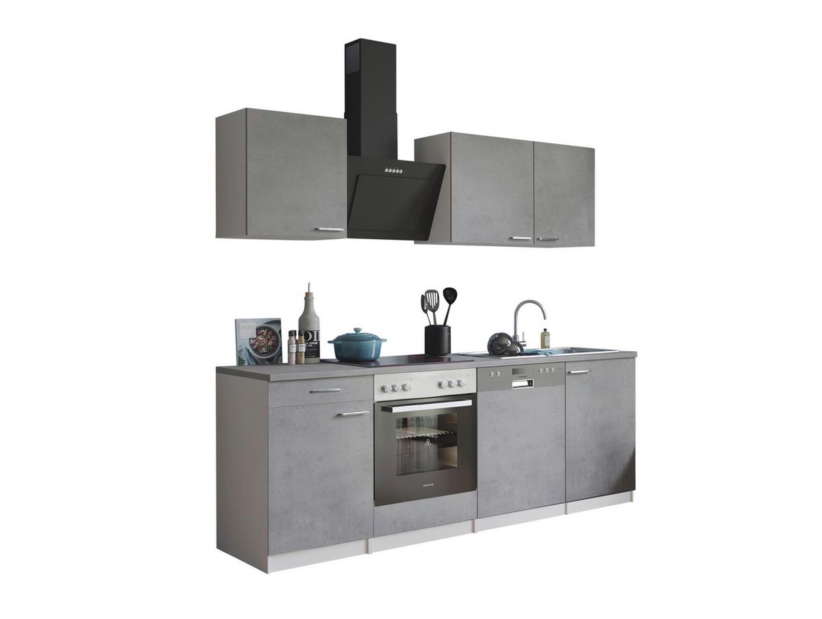 Küchenblock Malia B: 220 cm Grau, mit Geräte - Weiß/Grau, Basics, Holzwerkstoff (220cm) - Respekta