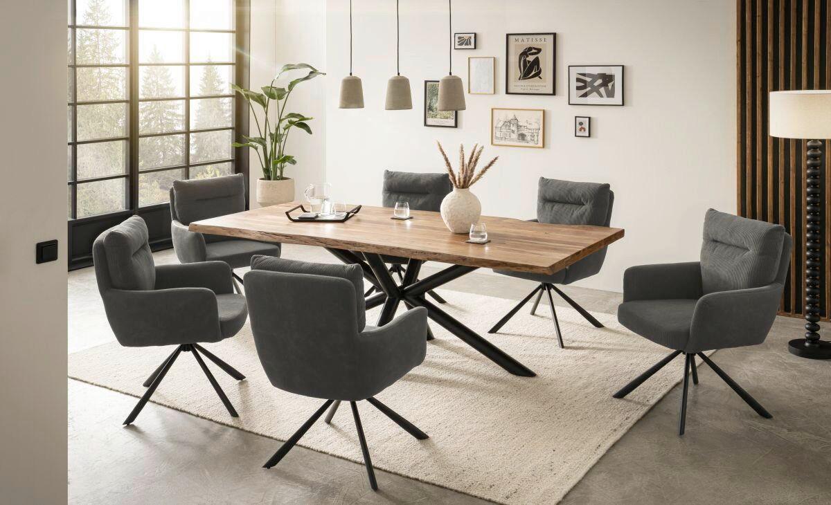 Armlehnstuhl Emely Anthrazit Sitzfl. 180° drehbar, B: 60cm - Anthrazit/Schwarz, KONVENTIONELL, Textil/Metall (60/95/67cm) - MID.YOU