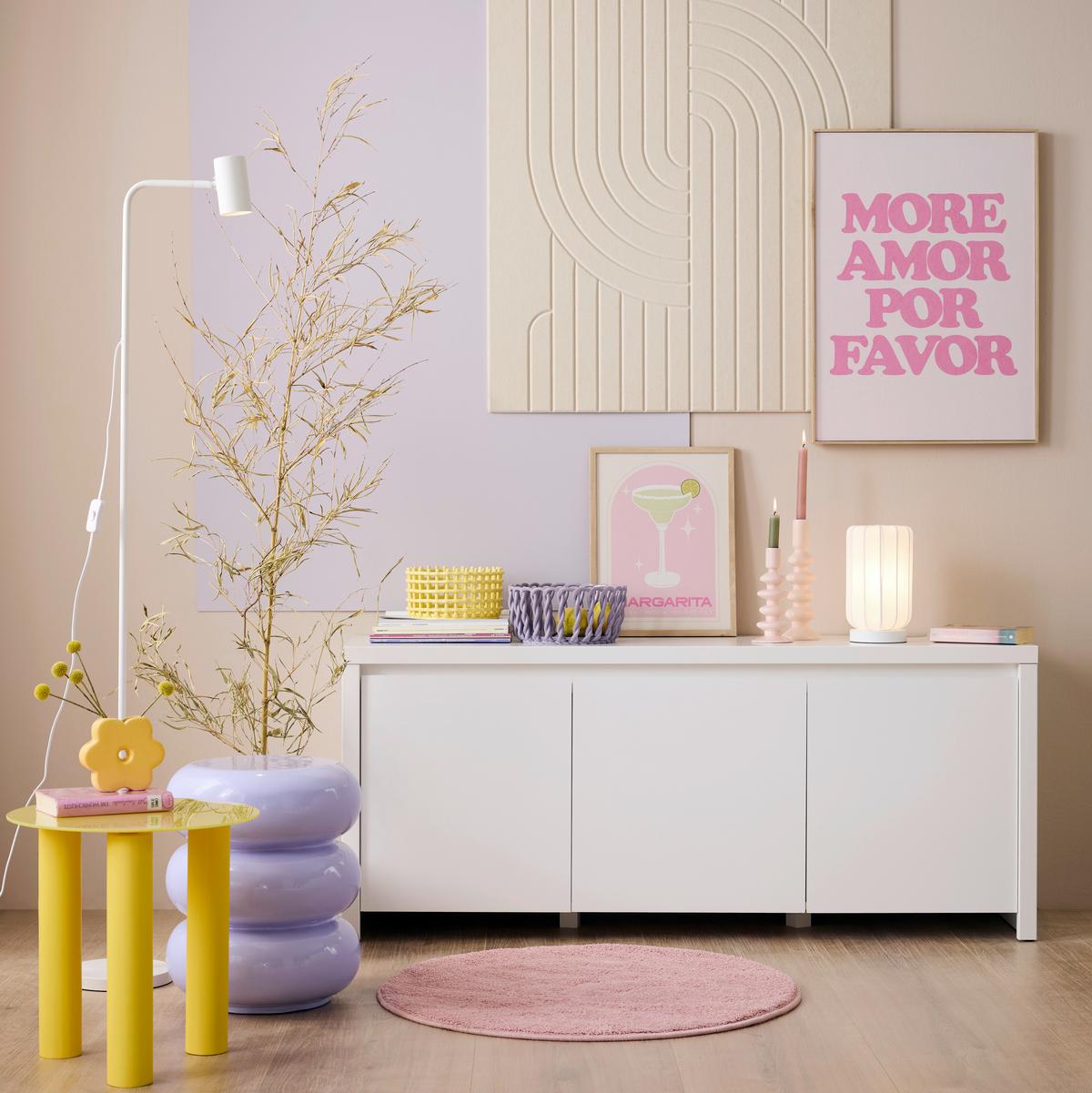 Nízká komoda LARIOS bílá - bílá/černá, Moderní, kompozitní dřevo/plast (143/61/40cm) - Mömax