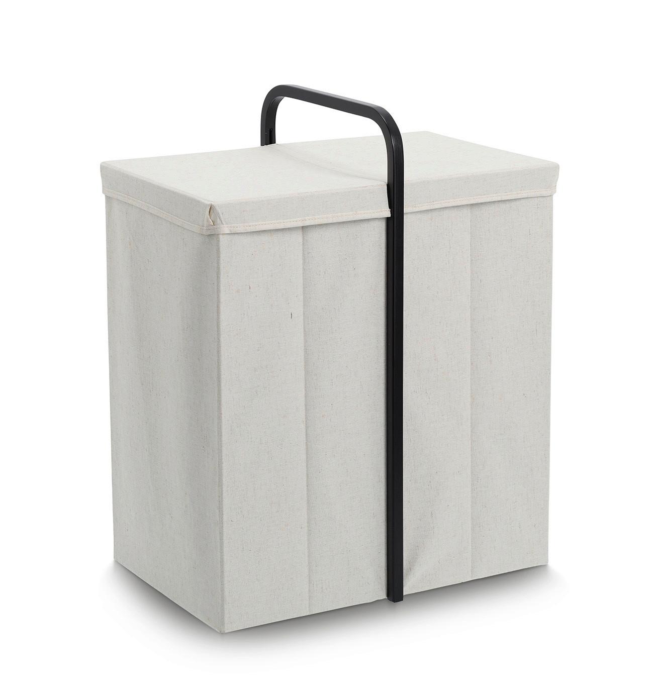 Wäschesammler Bambus/PolyesterGrau - Creme/Grau, Basics, Holz/Textil (51,5/65/35,5cm) - Zeller Present