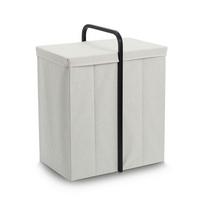 Wäschesammler Bambus/PolyesterGrau - Creme/Grau, Basics, Holz/Textil (51,5/65/35,5cm) - Zeller Present