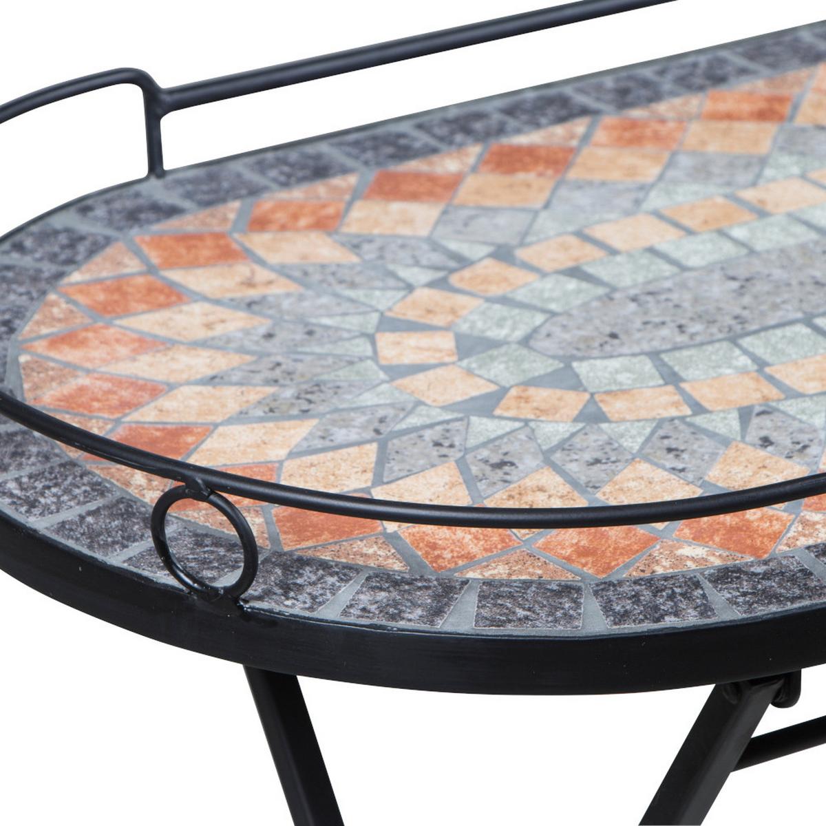 Gartenbeistelltisch 380831 - Multicolor/Schwarz, MODERN, Keramik/Metall (68/41/60cm) - Siena Garden