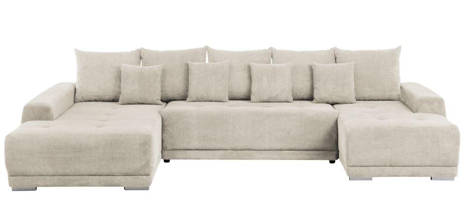 Wohnlandschaft Madeleine Beige U: 203x350x180cm - Beige/Silberfarben, Design, Textil (203/350/180cm) - MID.YOU