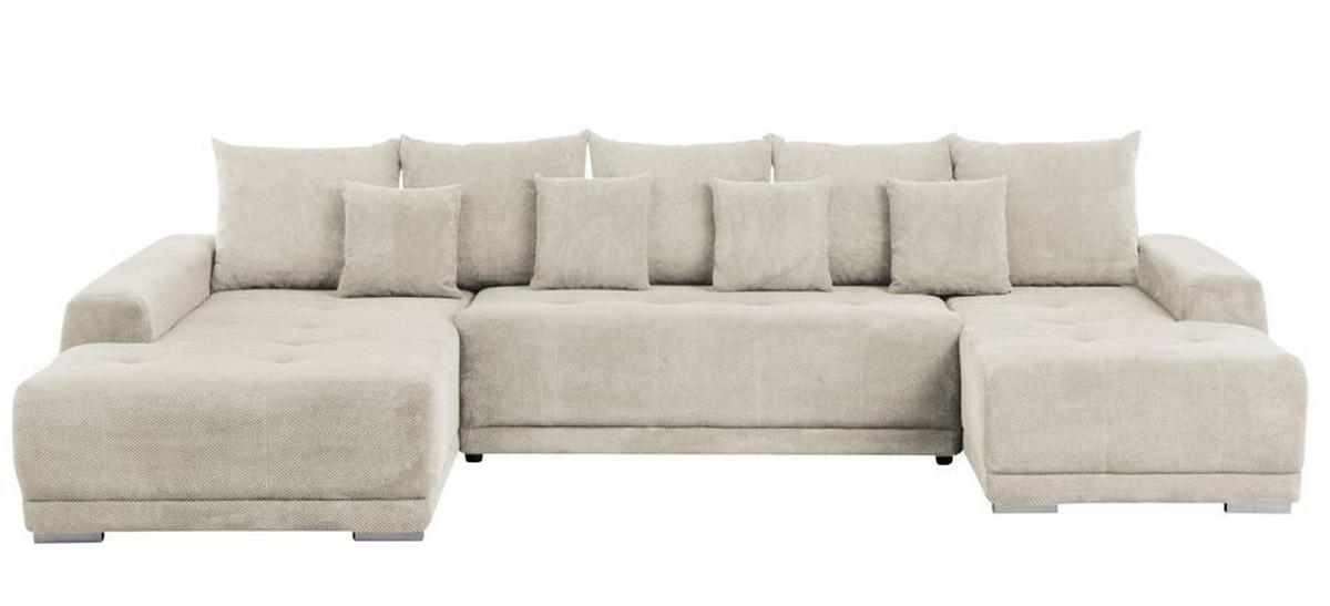 Wohnlandschaft Madeleine Beige U: 203x350x180cm - Beige/Silberfarben, Design, Textil (203/350/180cm) - MID.YOU