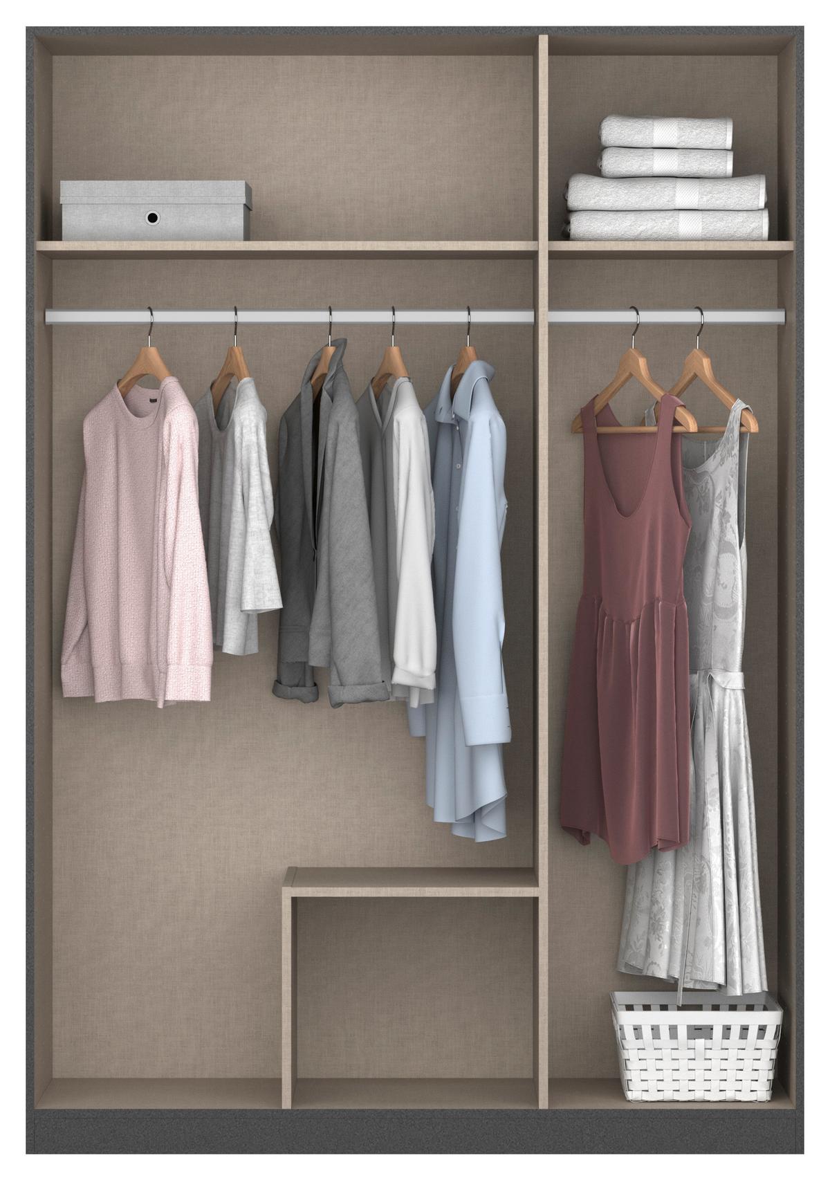DREHTÜRENSCHRANK Style-Up Grau B: 136cm - Grau, MODERN, Holzwerkstoff (136/197/54cm) - Rauch Möbel