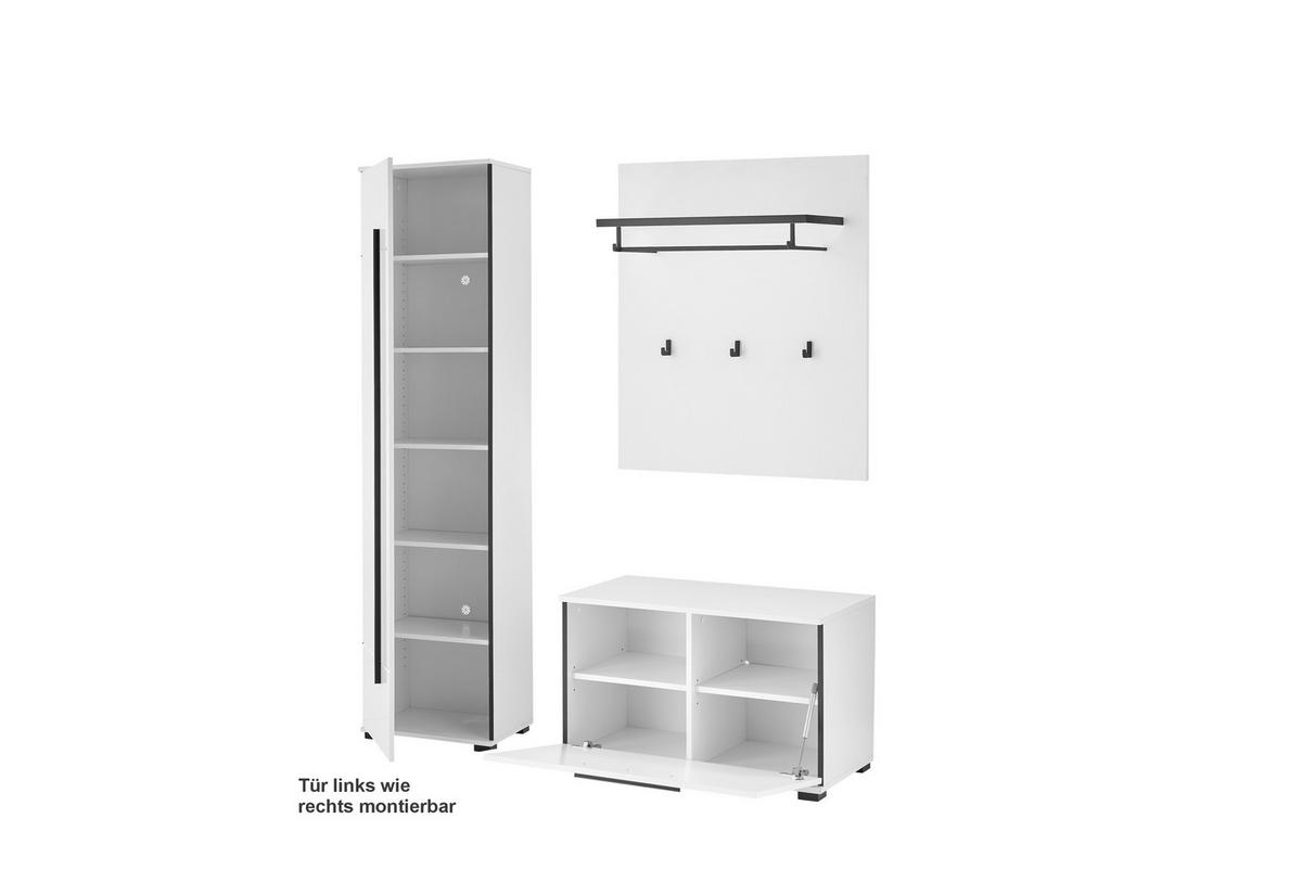 GARDEROBE Cantara Weiß/Weiß HG B: 140cm - Weiß Hochglanz/Weiß, MODERN, Holzwerkstoff (140/201/39cm) - MID.YOU