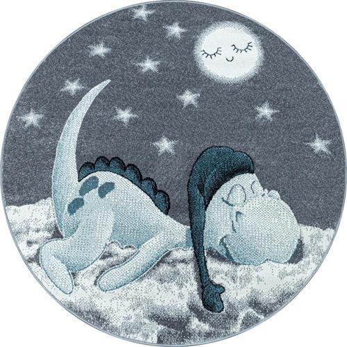 Kinderteppich Rund Dinosaurier Blau Bambi ⌀ 120 cm - Blau, Trend, Textil (120cm) - Ben'n'jen