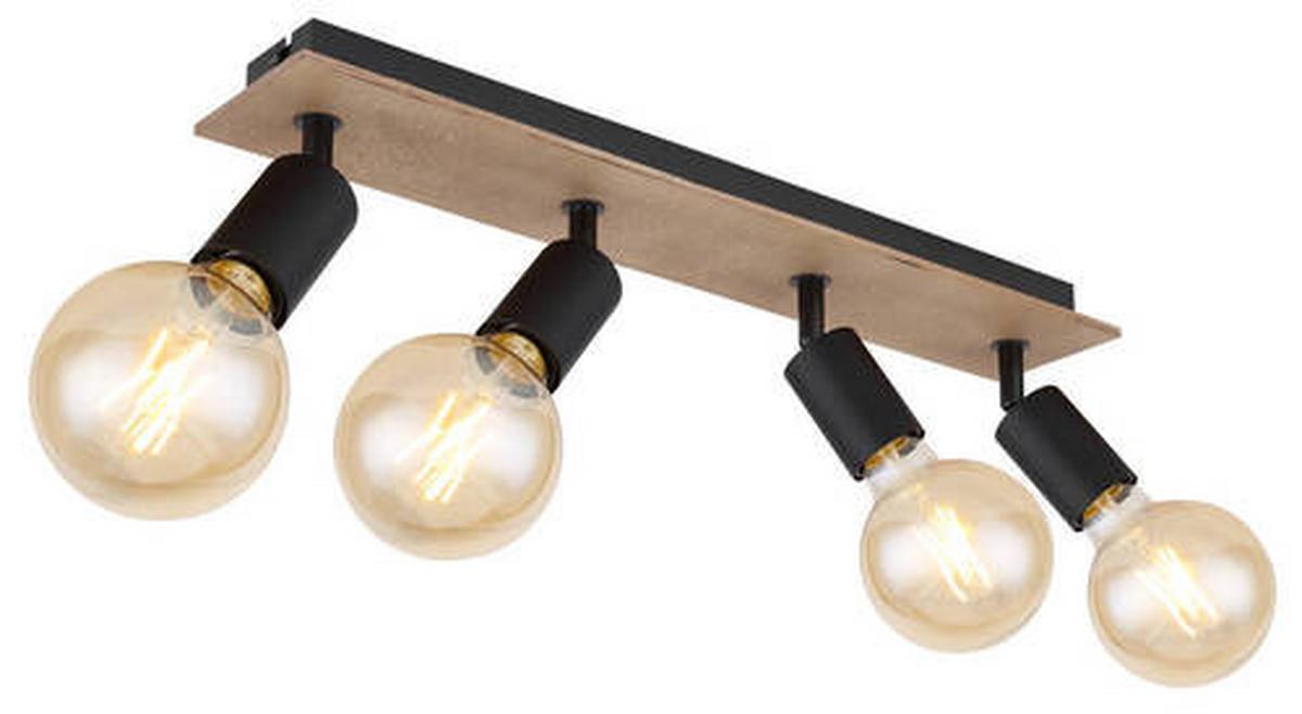 Strahler 54008-4nh - Schwarz/Braun, Natur, Holz/Metall (49/9/11cm) - Globo