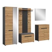 Garderobe Canu 6-teilig Eiche Artisan/grau B: 255 Cm - Eiche Artisan, Design, Holzwerkstoff (255/190/37cm) - Livetastic