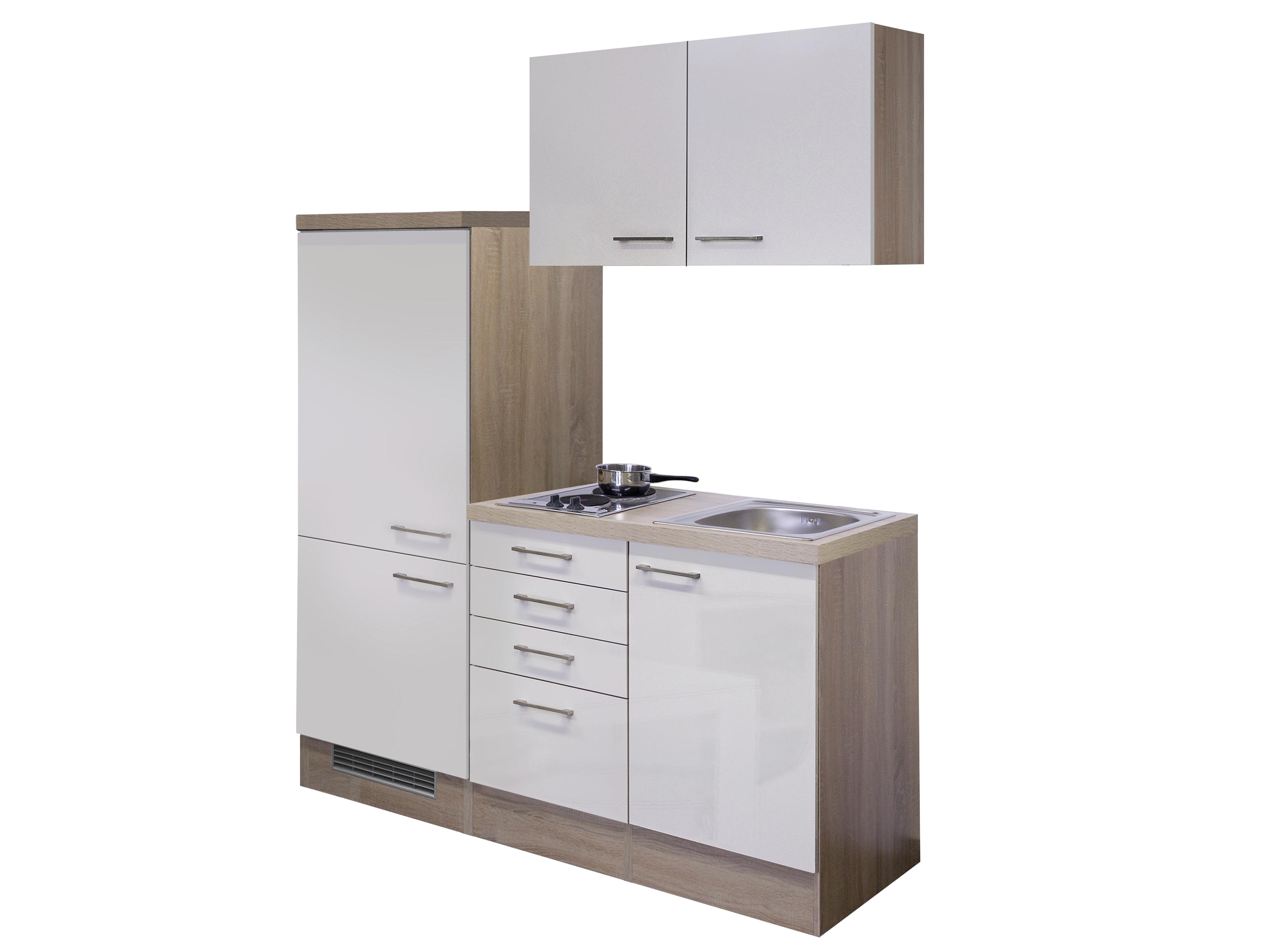 Küchenzeile Nepal mit Geräten 160 cm Kaschmir/Eiche Dekor - Kaschmir/Sonoma Eiche, MODERN, Holzwerkstoff (160cm) - FlexWell
