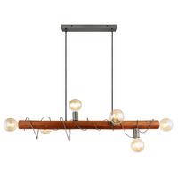 Hängeleuchte Alice H: 120 Cm 6-Flammig, Rustikal - Braun/Grau, Natur, Holz/Metall (100/20/120cm) - Globo