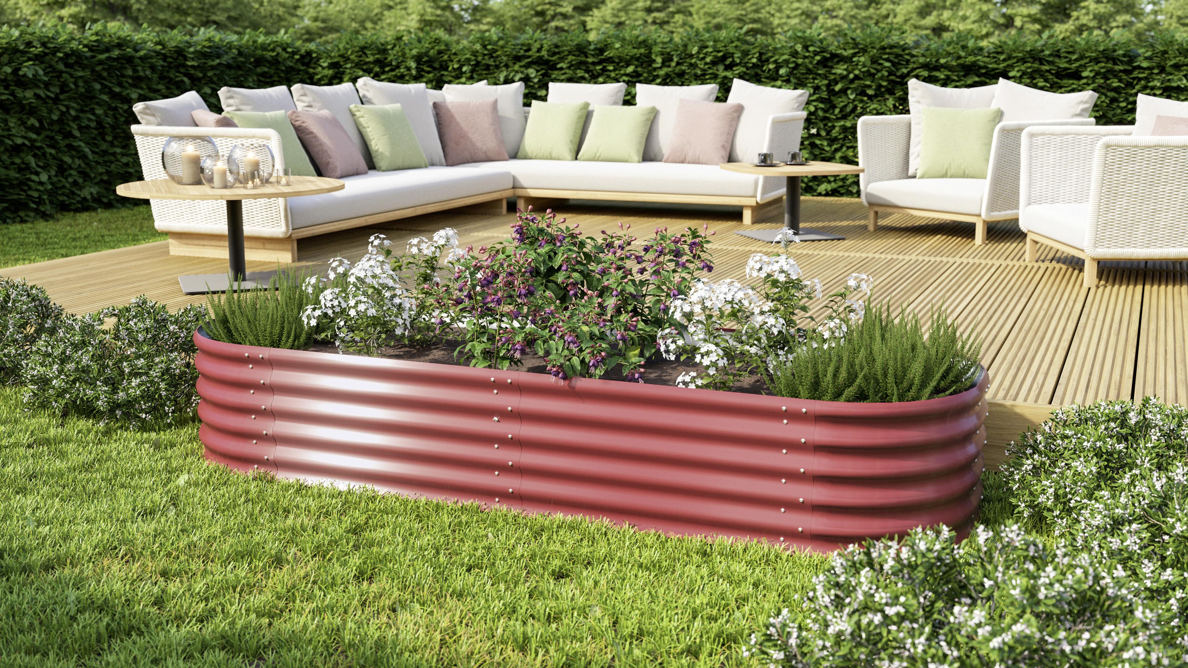 Hochbeet Vita 401 80x40,1x80 cm Oval Rot - Rot, Basics, Metall (80/40,1/80cm)