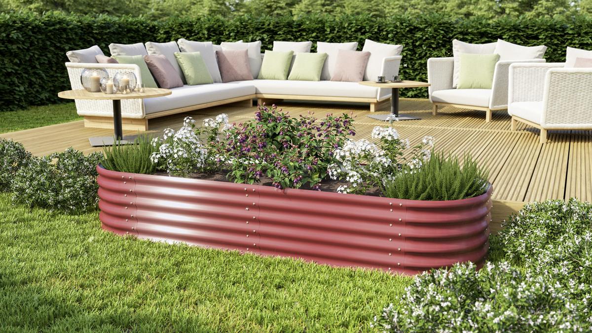 Hochbeet Vita 401 80x40,1x80 cm Oval Rot - Rot, Basics, Metall (80/40,1/80cm)