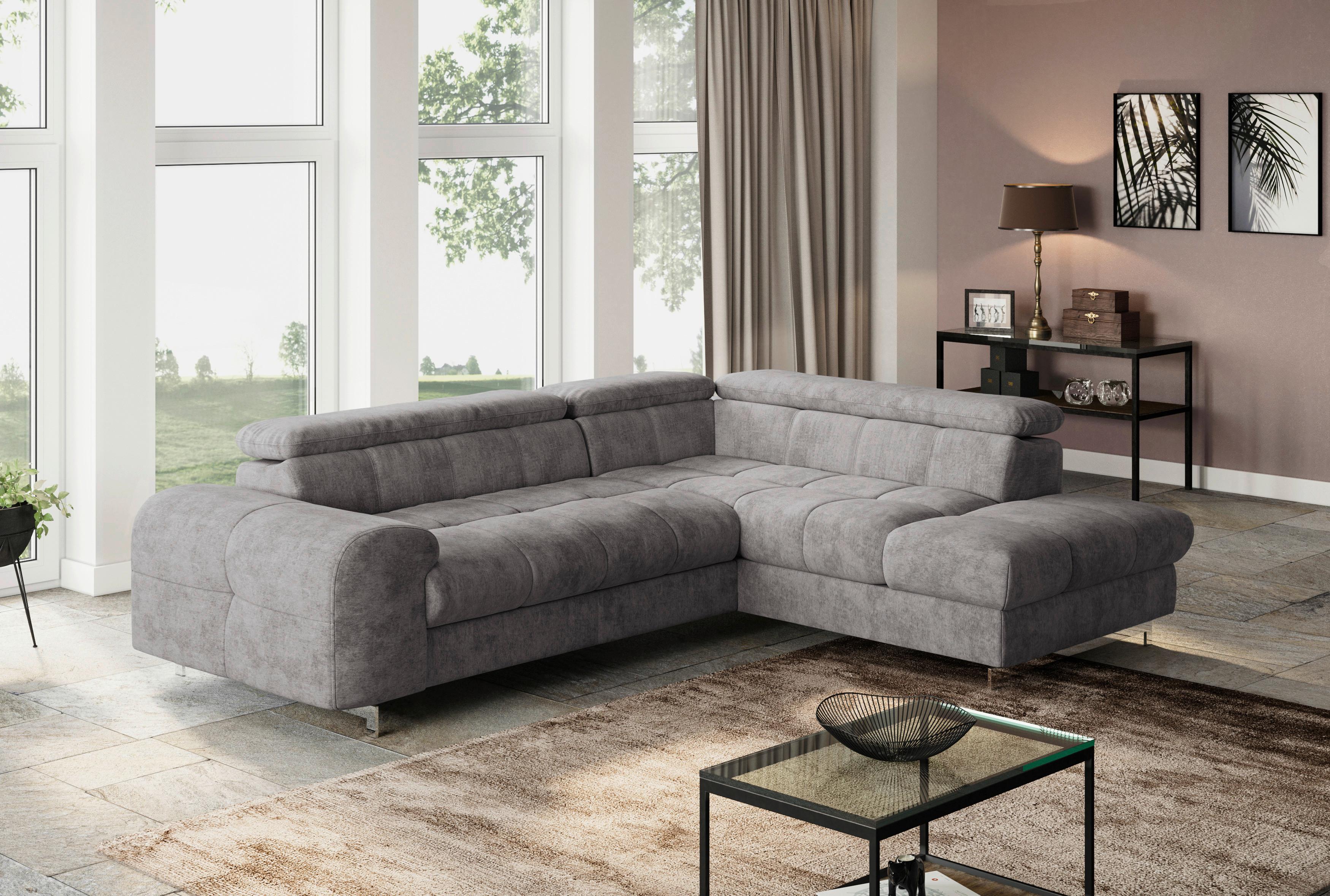 Ecksofa Mit Schlaffunktion Cloud + Grau - Chromfarben/Graubraun, KONVENTIONELL, Textil (257/206cm) - Livetastic