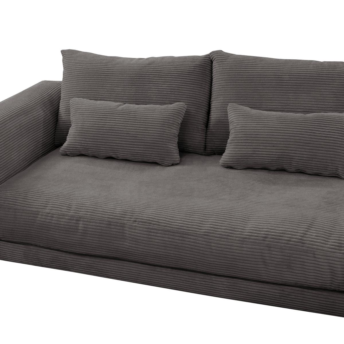Ecksofa Berlin Cord Grau 313x172 Cm - Schwarz/Grau, Design, Textil (313/172cm) - Livetastic