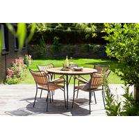 Gartentisch Ellen Teakholz ⌀ 110 cm - Anthrazit/Teakfarben, KONVENTIONELL, Holz/Metall (110/110/74cm) - Gardenson