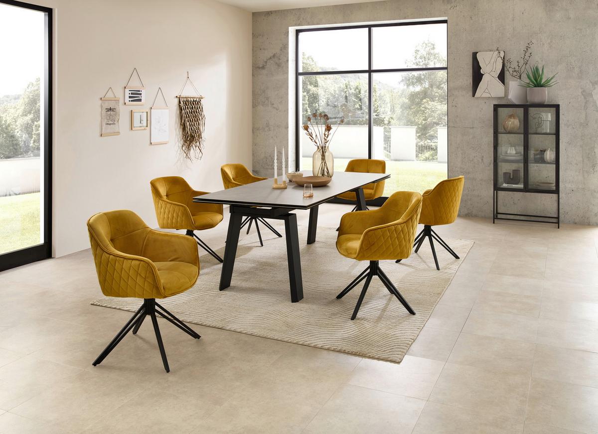 Esstisch Janis Grau/Schwarz - Schwarz/Grau, MODERN, Glas/Keramik (200-300/100/76cm) - Livetastic