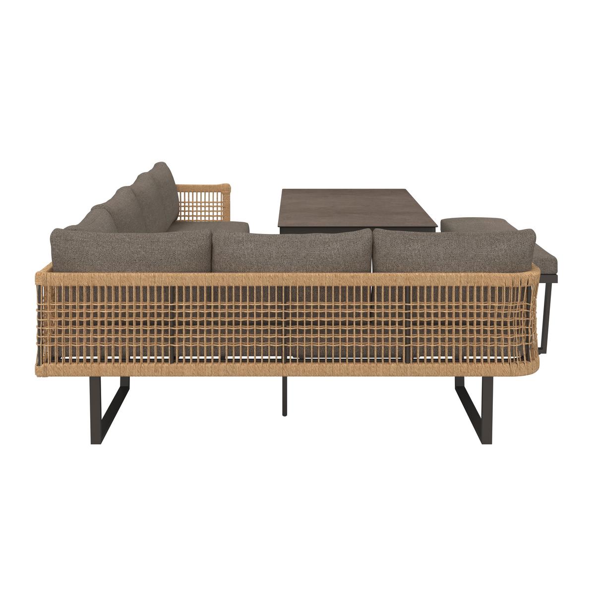 Loungegarnitur Bologna - Anthrazit/Braun, MODERN, Glas/Kunststoff (256/198cm) - Beldano