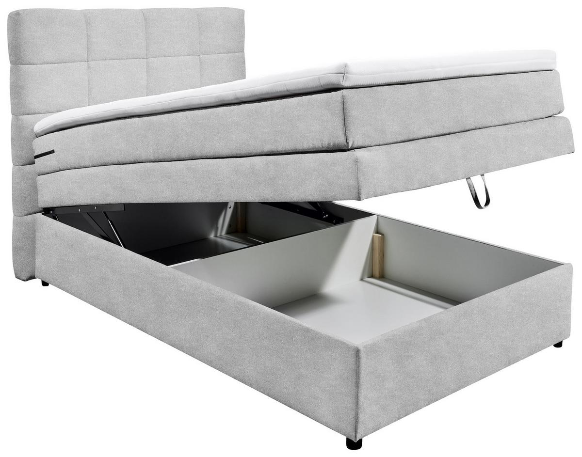 Boxspringbett Mit Topper & Bettkasten 120x200 Tacoma 3 - Silberfarben, KONVENTIONELL (120/200cm) - MID.YOU