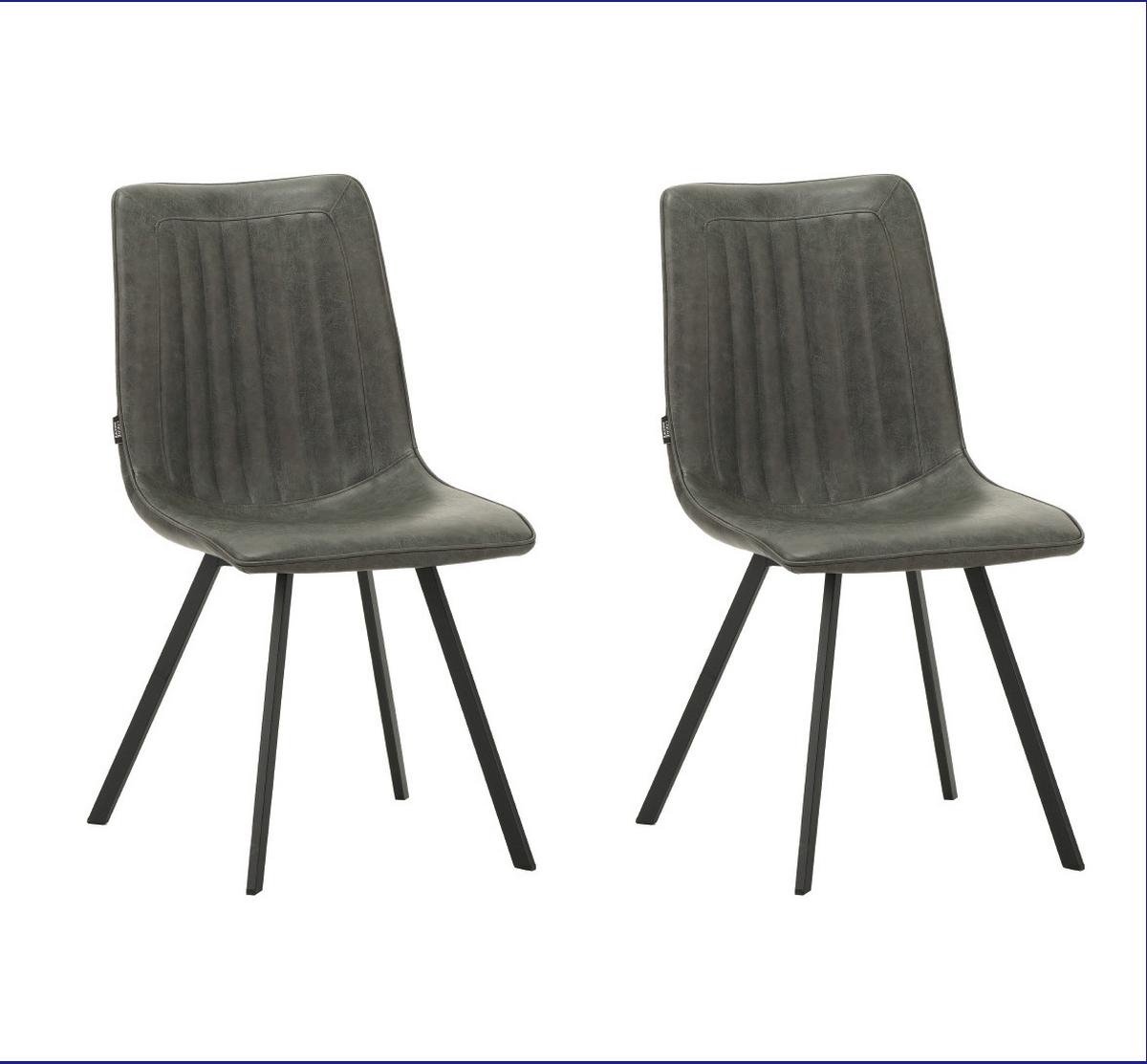 Stuhl-set Liano Anthrazit, B: 45,5 Cm - Anthrazit/Schwarz, MODERN, Textil/Metall (45,5/89,5/60cm) - MID.YOU
