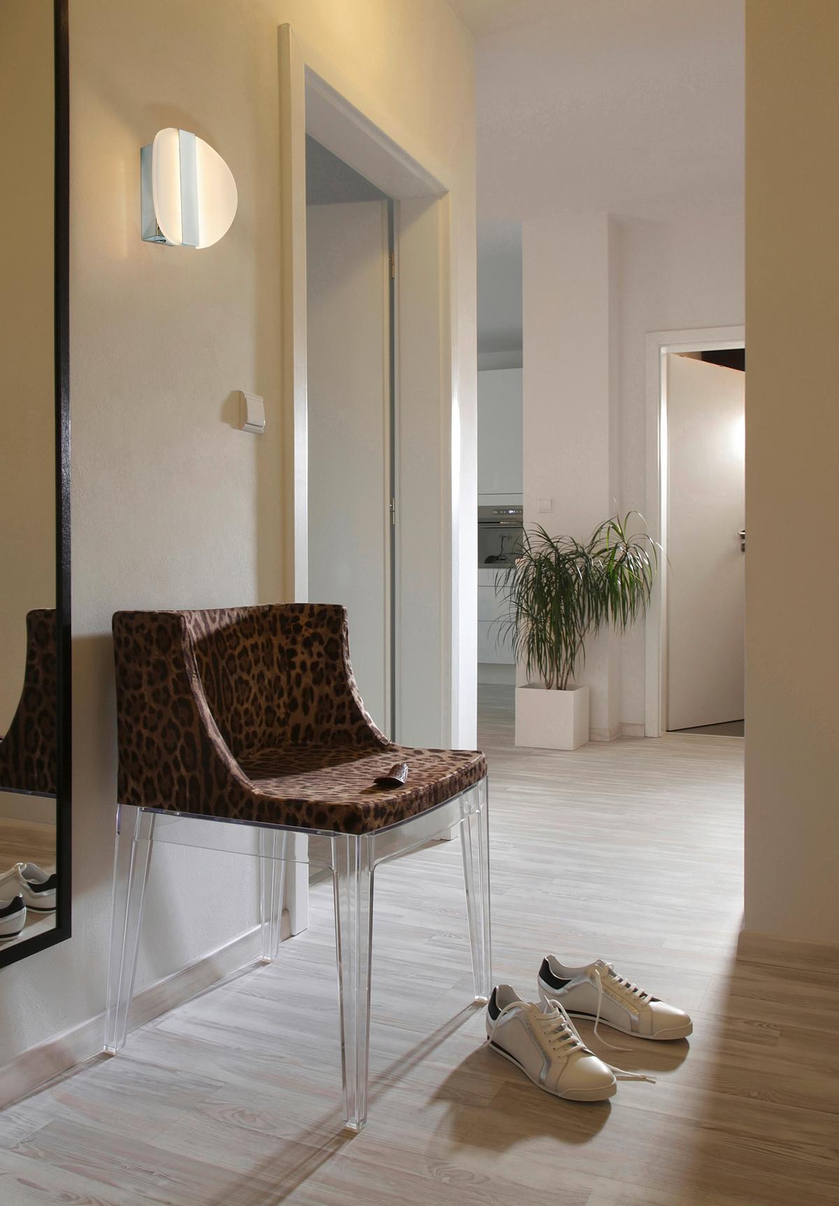 LED-Wandleuchte, Warmweiß, Leicht Gebogen - Chromfarben, Basics, Kunststoff/Metall (6/16/7.5cm) - Näve