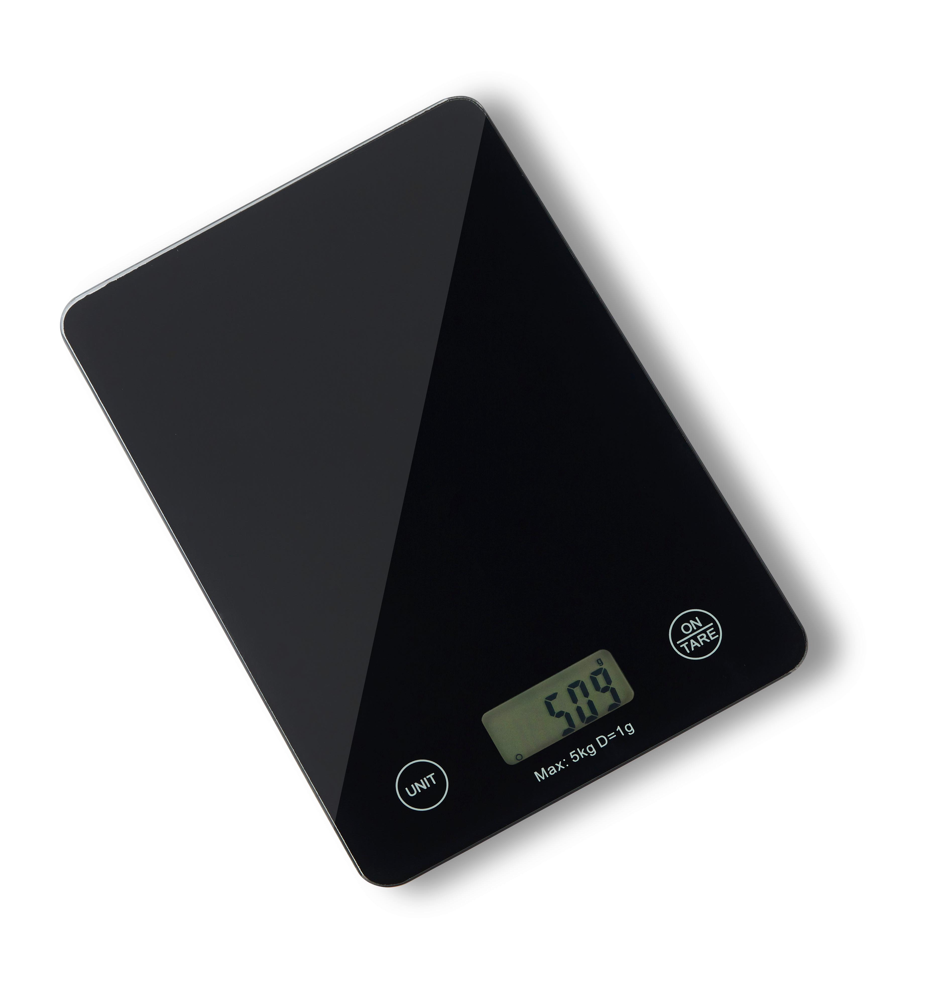 Digitale Küchenwaage Krimhilde Bis Max. 5 Kg, L/B: 21,5/15 cm - Schwarz, KONVENTIONELL, Glas/Kunststoff (21,5/15/1,7cm) - Luca Bessoni