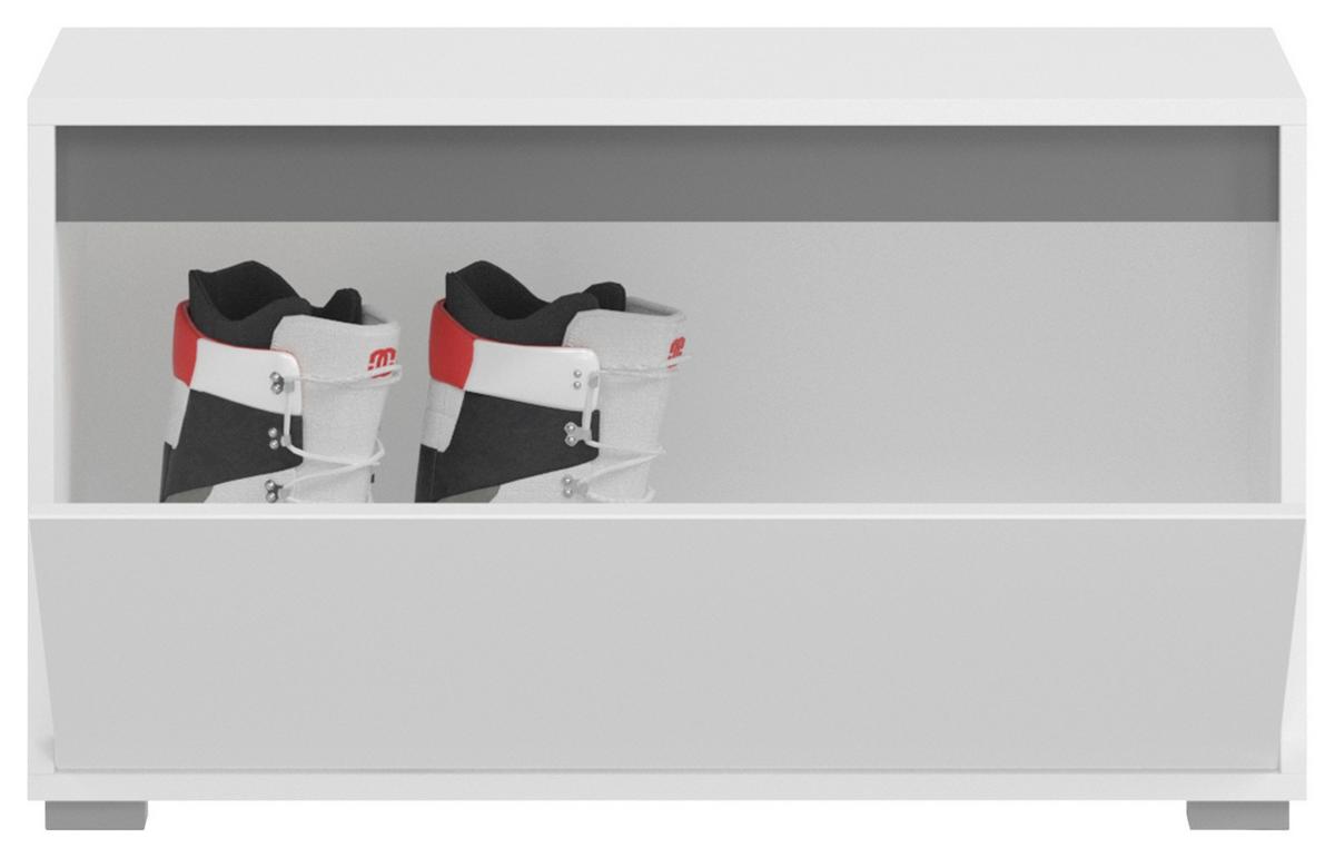 Garderobenbank Torino Weiß B: 76 cm - Silberfarben/Grau, KONVENTIONELL, Holzwerkstoff (76/44/35cm) - MID.YOU