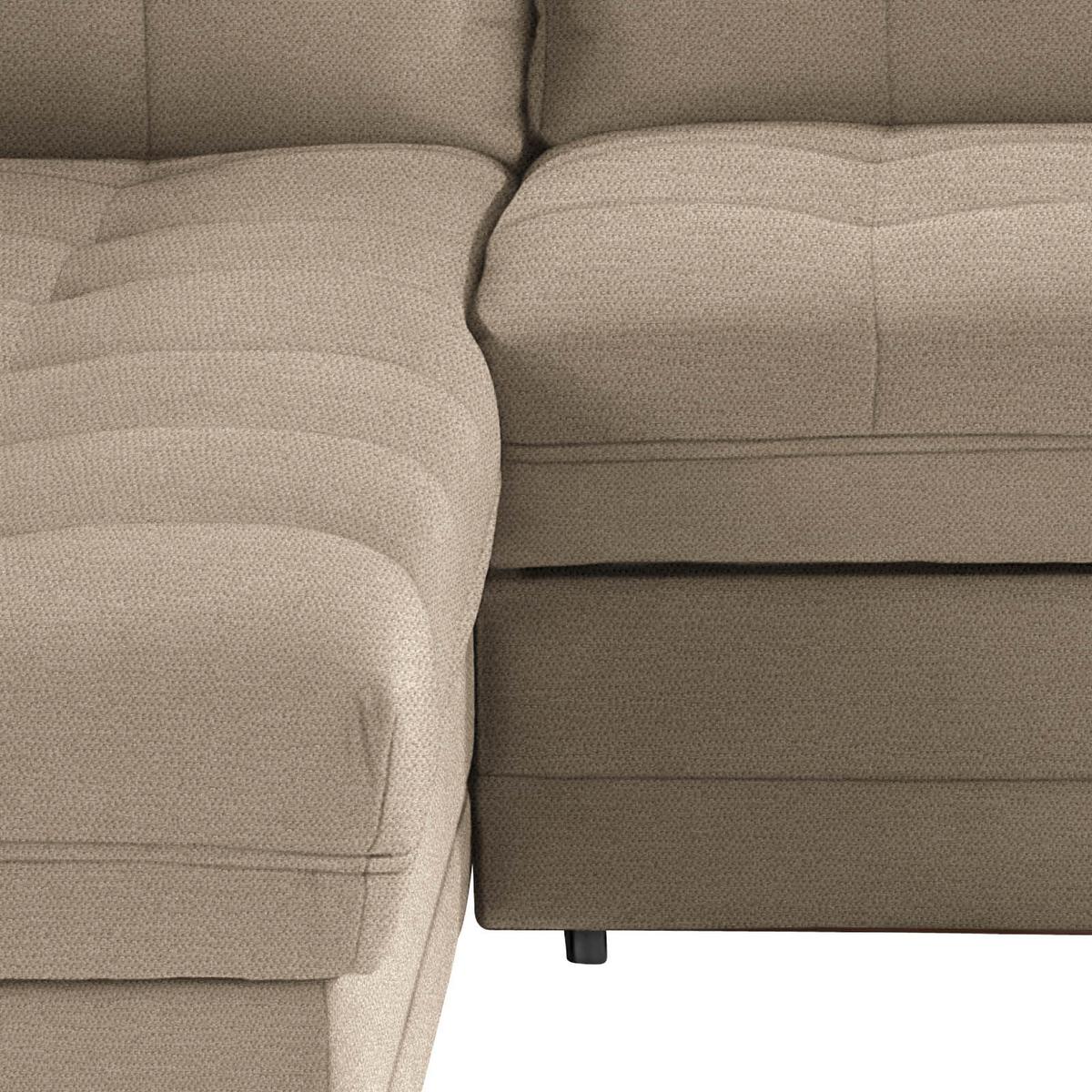 Ecksofa mit Schlaffunktion + Bettkasten Falco, Mikrofaser - Hellbraun/Dunkelbraun, KONVENTIONELL, Textil (183/251cm) - Ondega