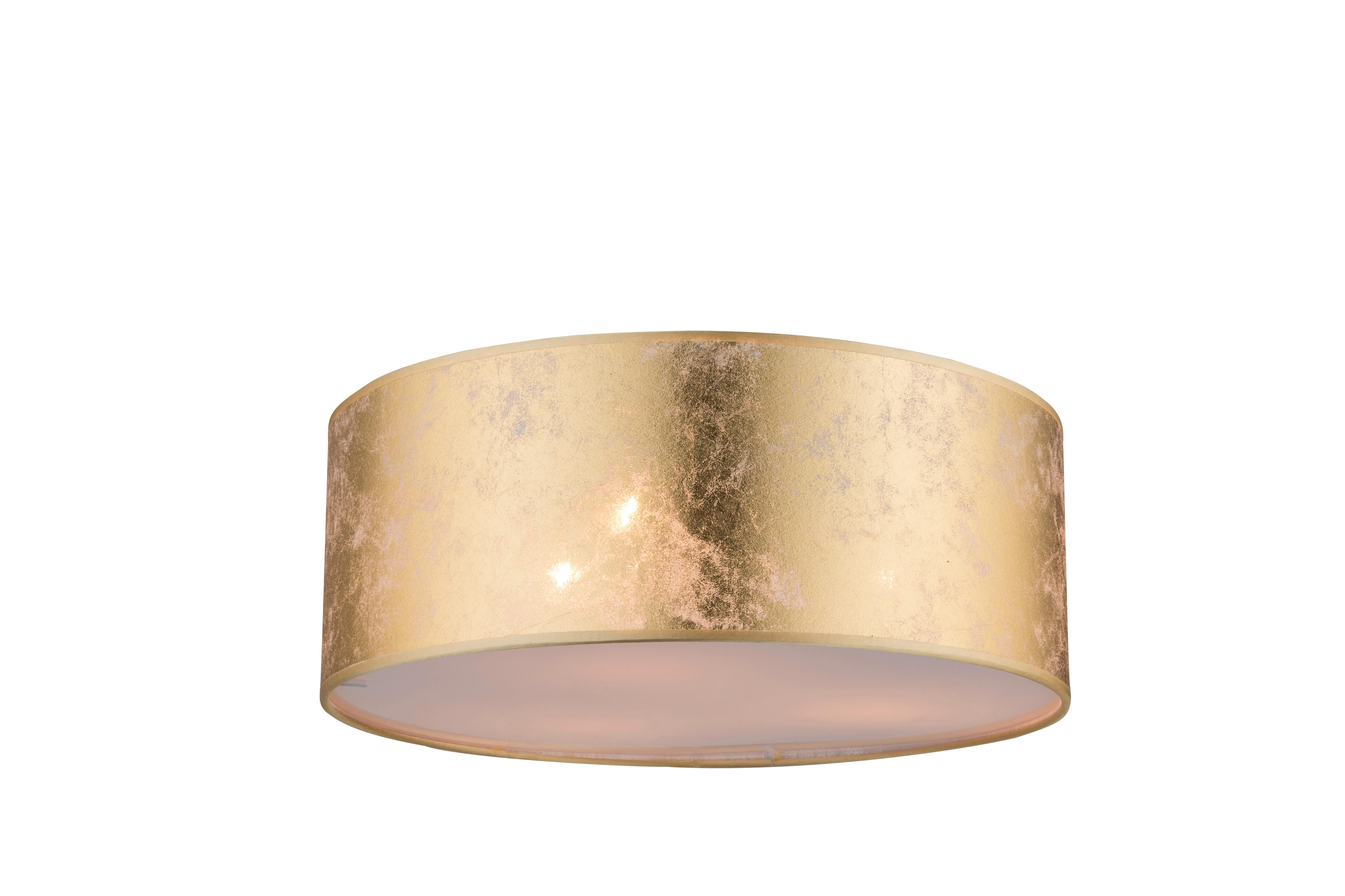 Deckenleuchte Ø 40 cm 3-Flammig Goldfarben - Goldfarben, Design, Kunststoff/Textil (40/17,5cm) - Globo