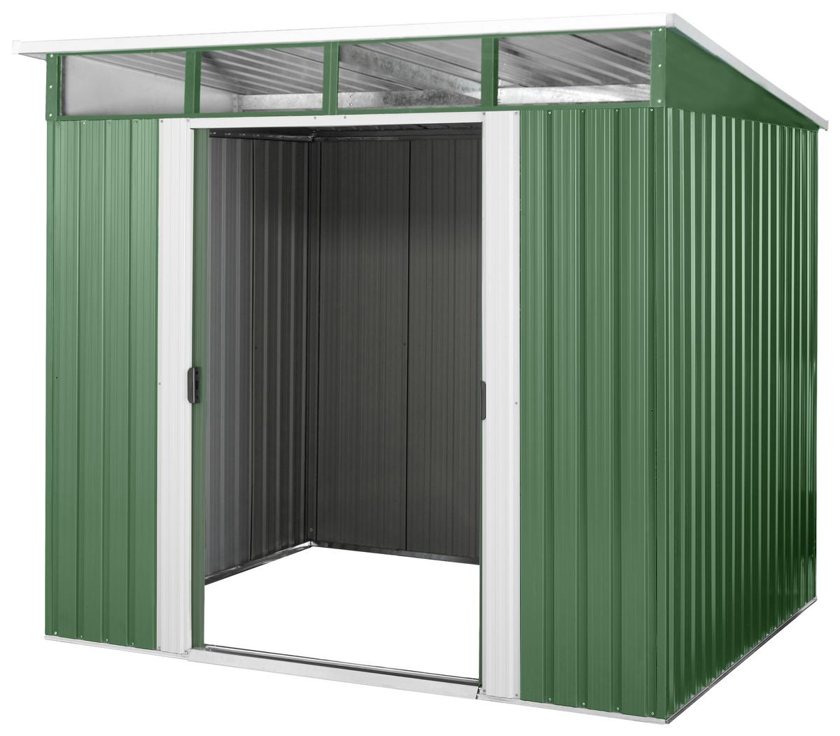 Gerätehaus ohne Boden 238x203x194 cm - Weiß/Grün, Basics, Metall (238/203/194cm)