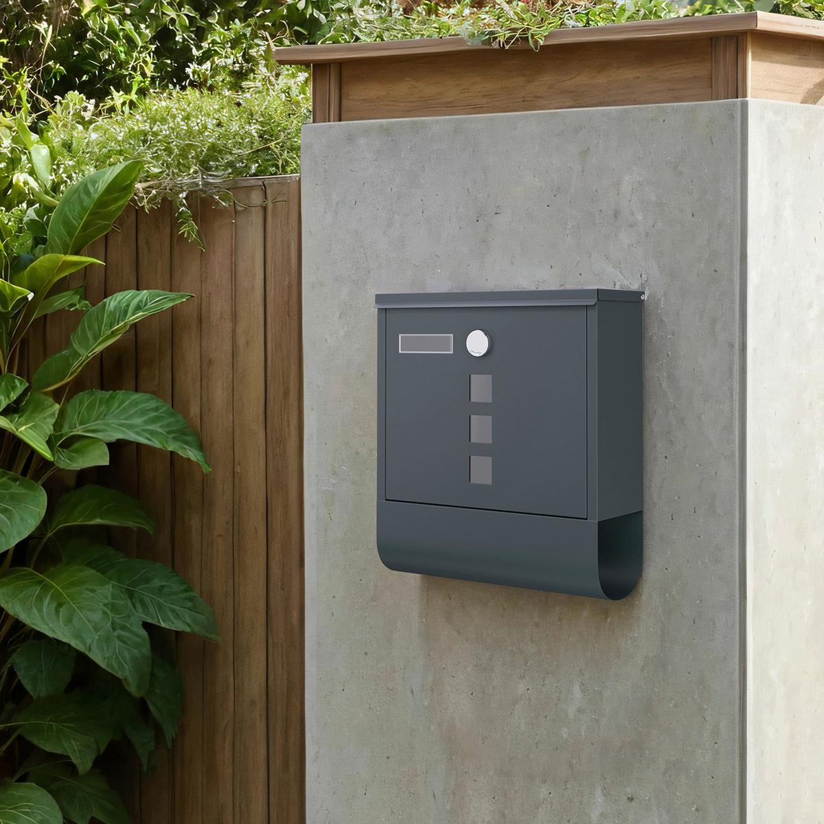 Briefkasten Dunkelgrau B: 30,8 cm - Dunkelgrau, Basics, Kunststoff/Metall (30.8/33.8/10cm)