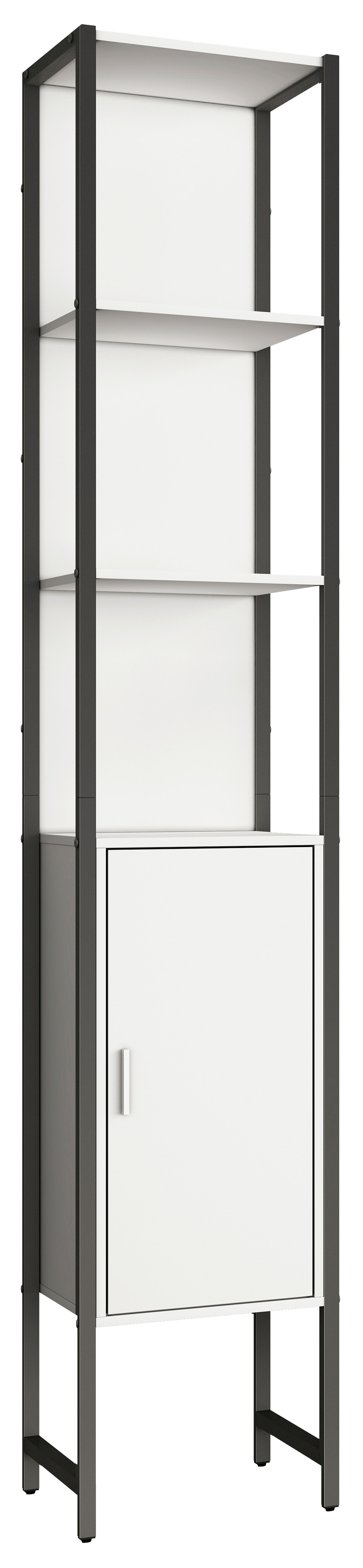 Hochschrank Edino - Schwarz/Weiß, MODERN, Holzwerkstoff/Metall (33/185/30cm) - MID.YOU