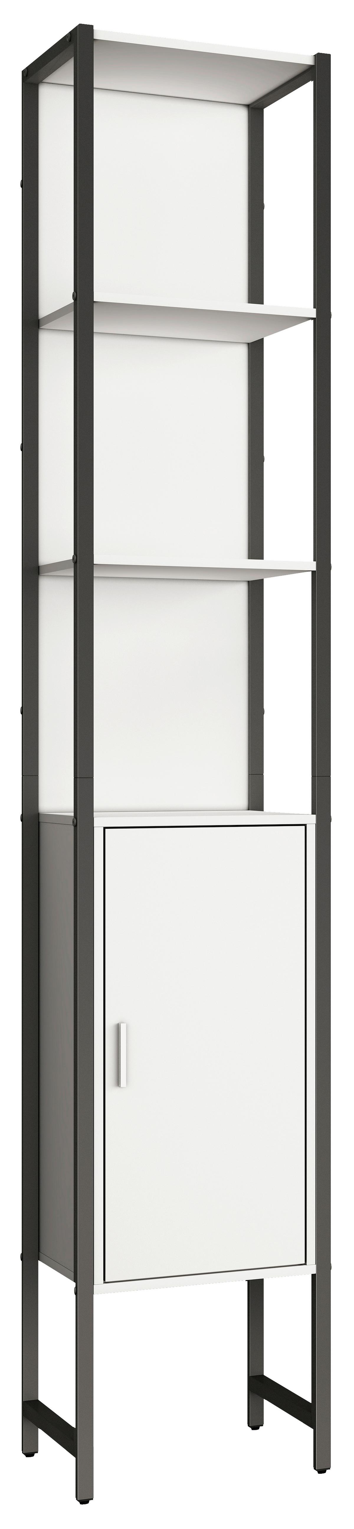 Hochschrank Edino - Schwarz/Weiß, MODERN, Holzwerkstoff/Metall (33/185/30cm) - MID.YOU