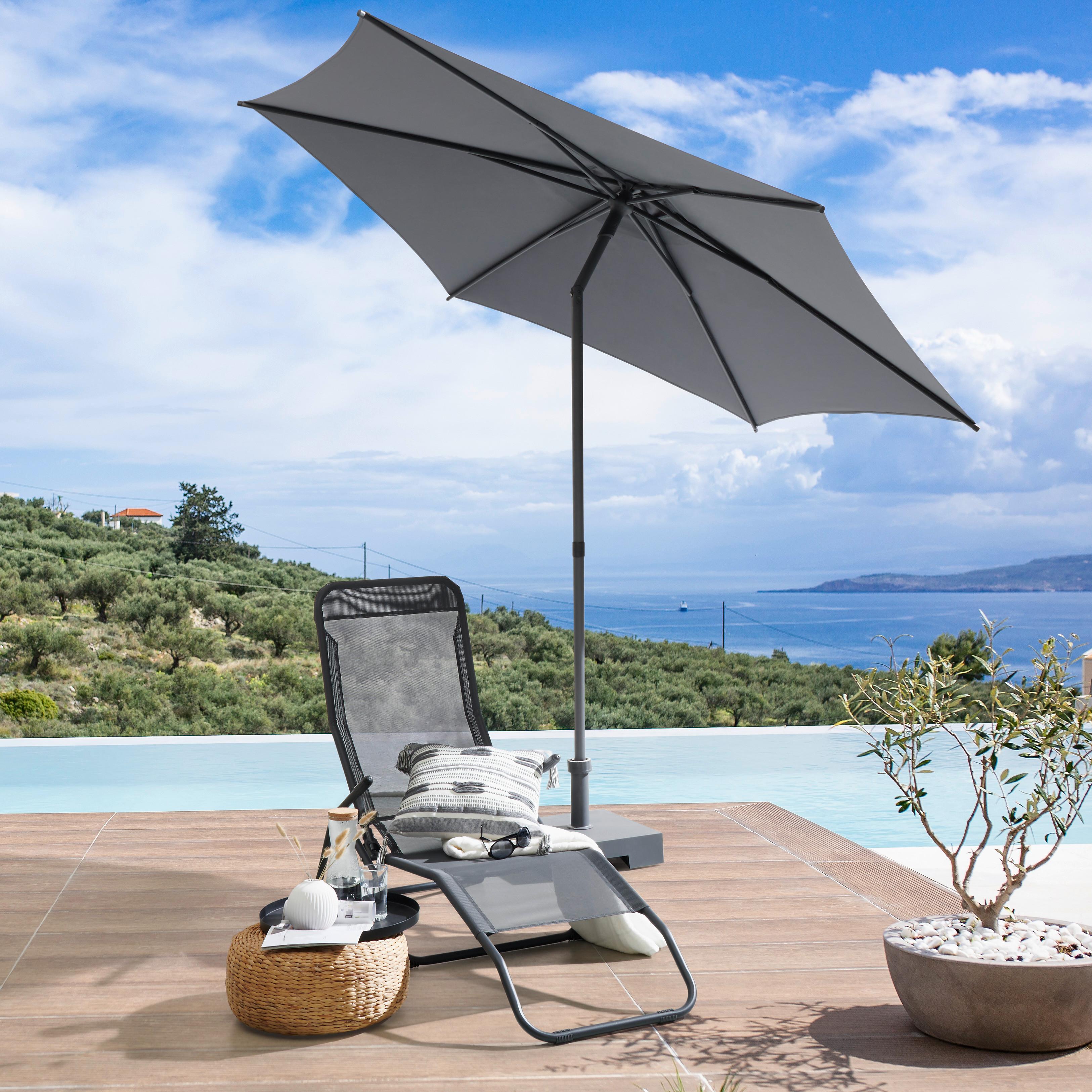 Sonnenschirm Sun BHT: 270x270x220 cm Anthrazit - Anthrazit, MODERN, Textil/Metall (270/270/220cm) - Beldano