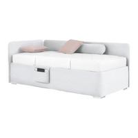 Posteľ Remi s bočnicami 90x200, poťah biely - biela/prírodná farba, Konventionell, drevo/textil (90/200cm)